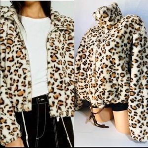 Victoria's Secret x Know One Cares Faux Fur Leopard Jacket  Large NEW